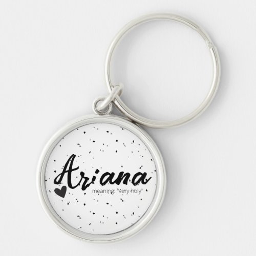 Ariana Name Meaning Minimal Modern Black White Keychain