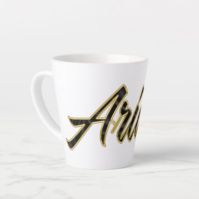 Ariane black gold lettering Latte Tasse Mug (Left Angle)