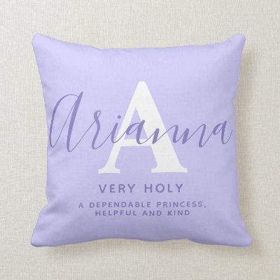 Arianna text blue purple name meaning throw pillow