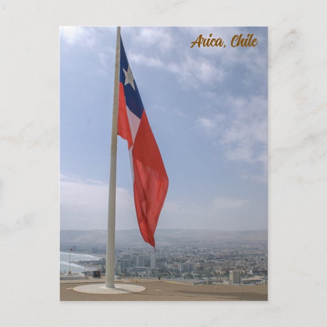 Arica, Chile, Morro de Arica, Flag / City View Postcard (Front)