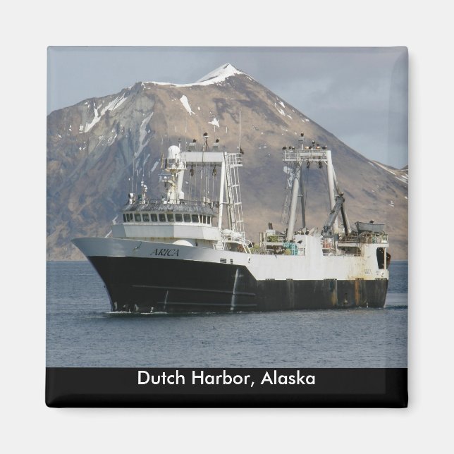Arica, Fishing Trawler in Dutch Harbor, Alaska Magnet (Front)