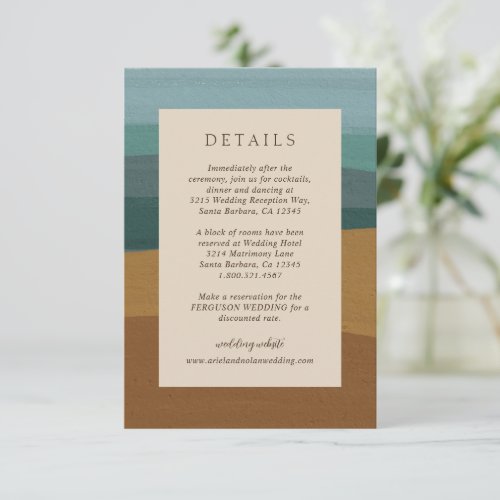 Ariel Abstract Coastal Modern Wedding Enclosure Card