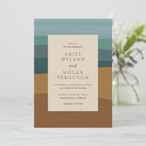 Ariel Abstract Coastal Modern Wedding Invitation