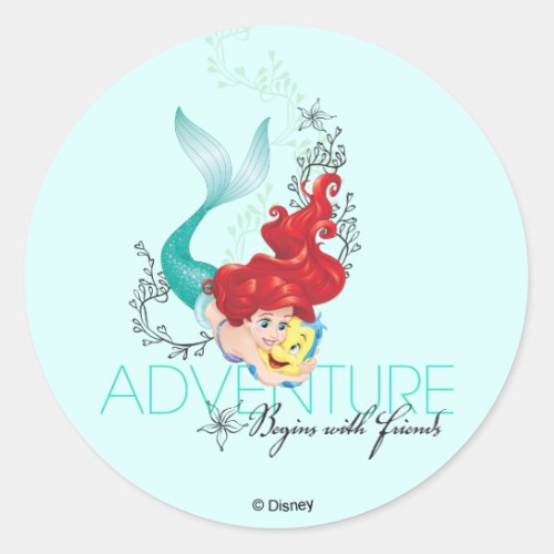Ariel  Adventure Begins With Friends Classic Round Sticker