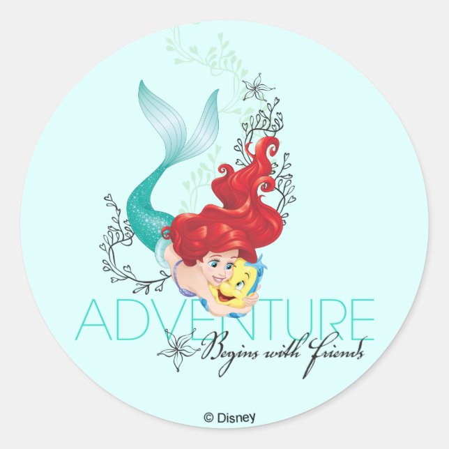 Ariel | Adventure Begins With Friends Classic Round Sticker (Front)