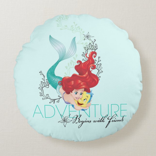 Ariel | Adventure Begins With Friends Round Pillow (Front)