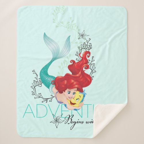 Ariel  Adventure Begins With Friends Sherpa Blanket