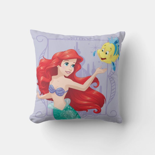Ariel and Flounder Throw Pillow (Front)