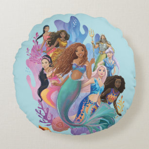 Ariel and her Family Round Pillow