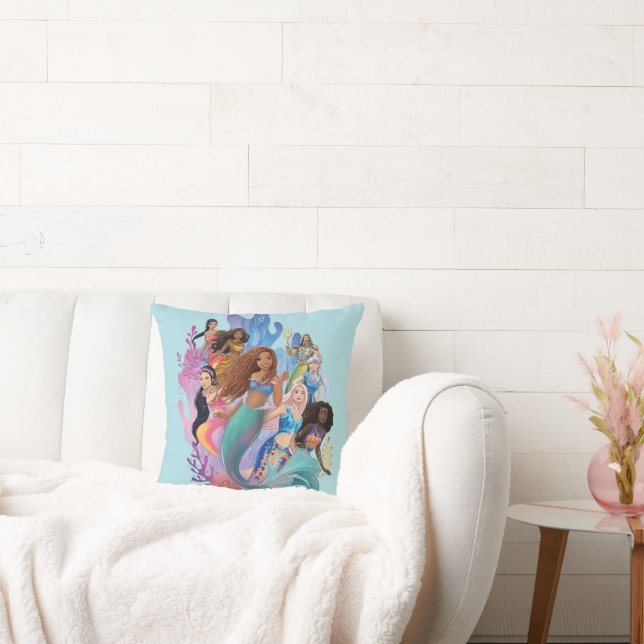 Ariel and her Family Throw Pillow (Couch)
