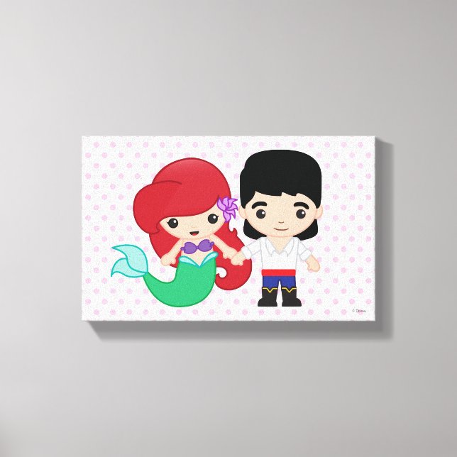 Ariel and Prince Eric Emoji 4 Canvas Print (Front)