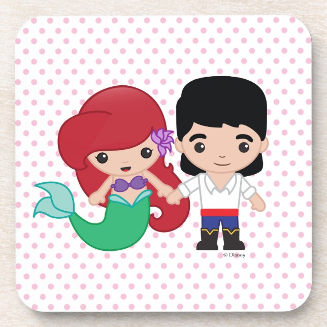 Ariel and Prince Eric Emoji Beverage Coaster (Front)