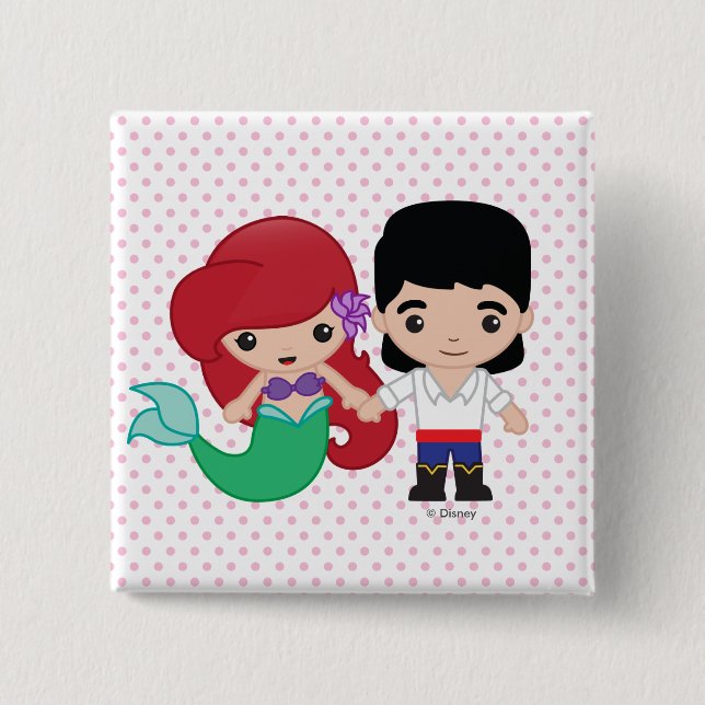 Ariel and Prince Eric Emoji Button (Front)