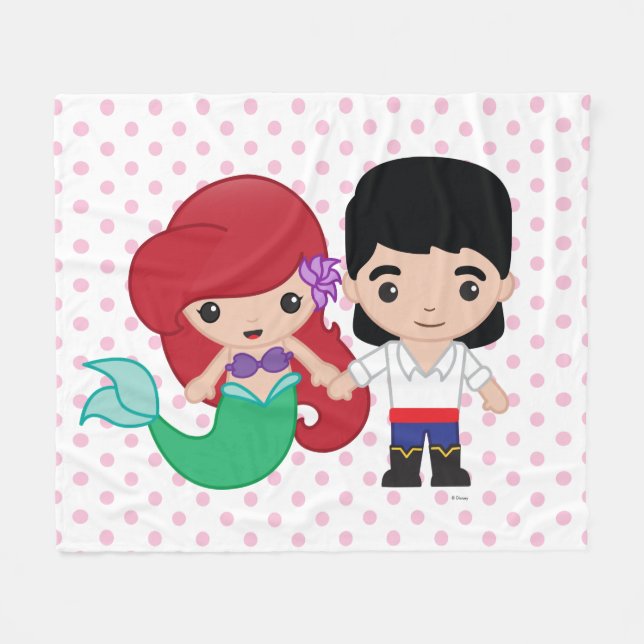Ariel and Prince Eric Emoji Fleece Blanket (Front (Horizontal))