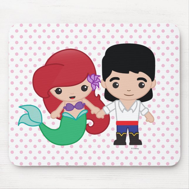 Ariel and Prince Eric Emoji Mouse Pad (Front)
