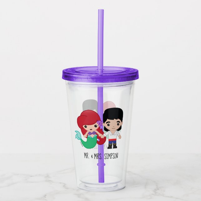 Ariel and Prince Eric Emoji - Mr. & Mrs. Acrylic Tumbler (Front)
