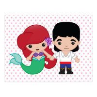 Ariel and Prince Eric Emoji Postcard