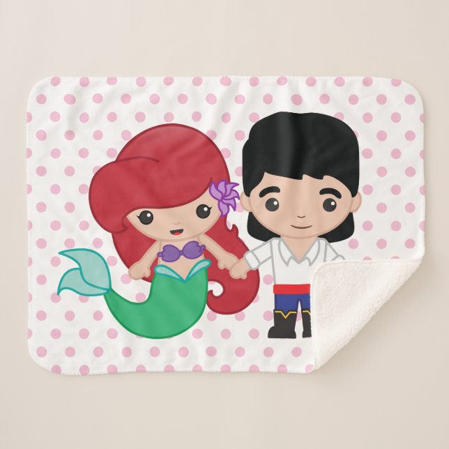 Ariel and Prince Eric Emoji Sherpa Blanket (Front (Horizontal))