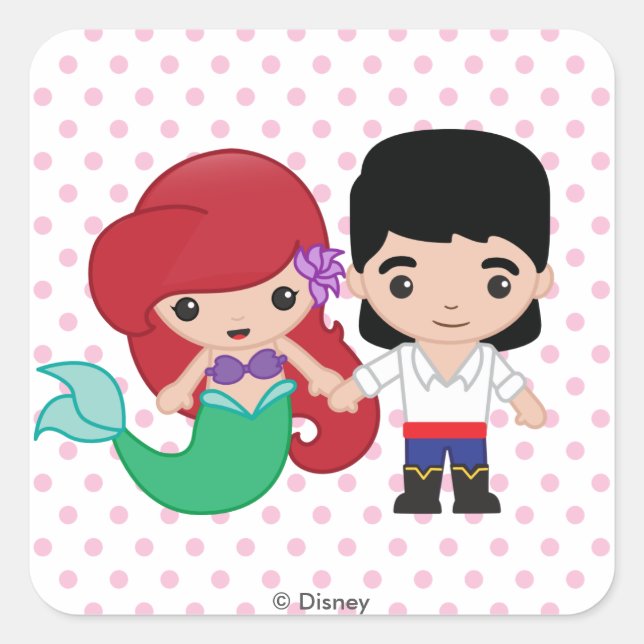 Ariel and Prince Eric Emoji Square Sticker (Front)