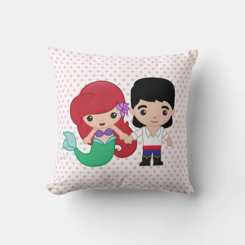 Ariel and Prince Eric Emoji Throw Pillow