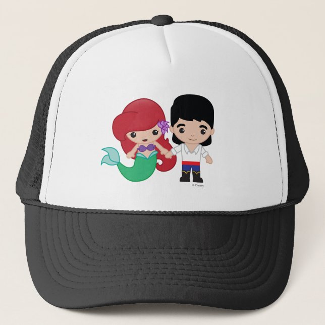 Ariel and Prince Eric Emoji Trucker Hat (Front)