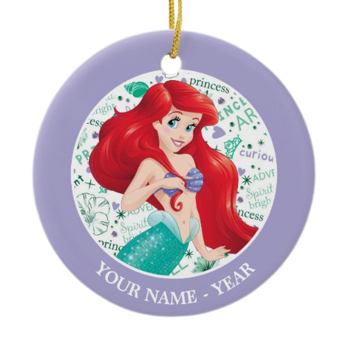 Ariel | Ariel Holding Hair Add Your Name Ceramic Ornament