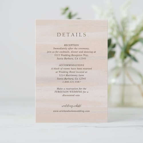 Ariel Beige Abstract Watercolor Modern Wedding Enclosure Card