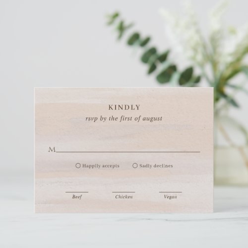 Ariel Beige Abstract Watercolor Modern Wedding RSVP Card