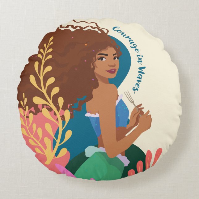 Ariel Courage in Waves Round Pillow (Front)