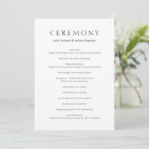 Ariel Elegant Modern Wedding Program