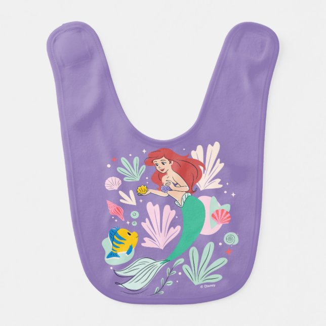 Ariel & Flounder’s Undersea Shell-abration! Baby Bib (Front)