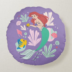 Ariel & Flounder’s Undersea Shell-abration! Round Pillow