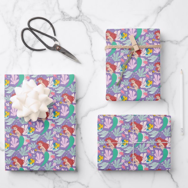 Ariel & Flounder’s Undersea Shell-abration! Wrapping Paper Sheets (Front)