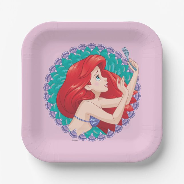 Ariel in Seashell Frame Paper Plates (Front)
