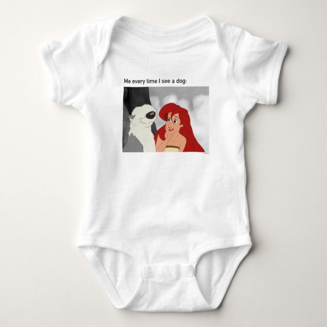 Ariel & Max Meme "Me Every Time I See A Dog" Baby Bodysuit (Front)