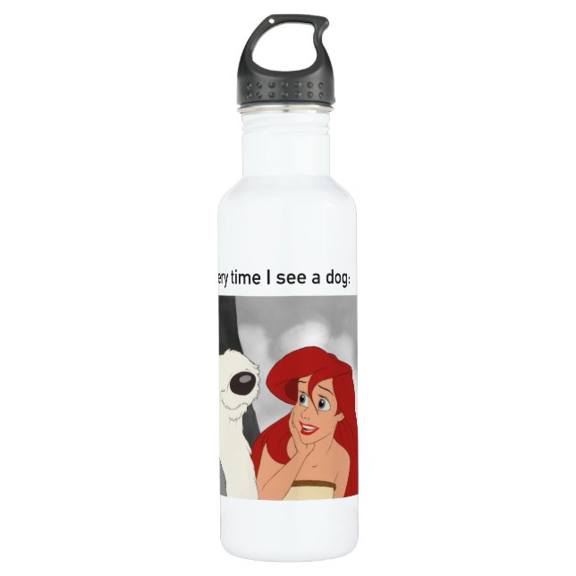 Ariel & Max Meme "Me Every Time I See A Dog" Stainless Steel Water Bottle (Front)