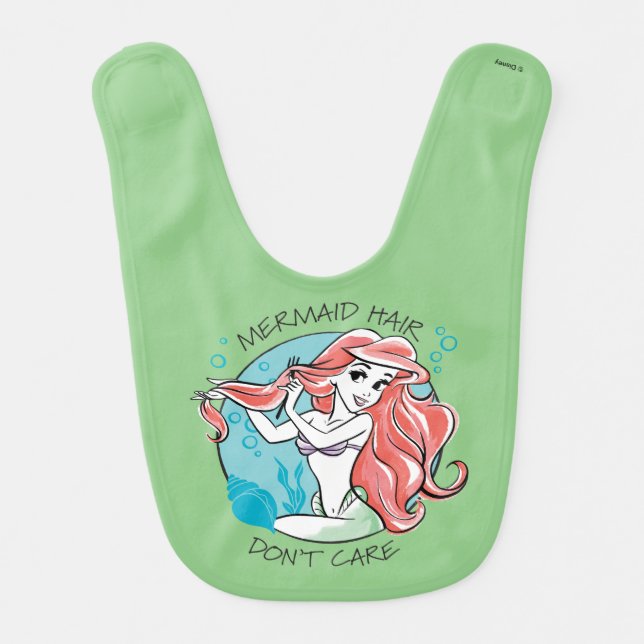 Ariel "Mermaid Hair Don't Care" Baby Bib (Front)