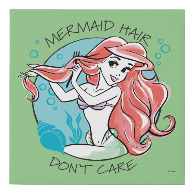 Ariel "Mermaid Hair Don't Care" Faux Canvas Print (Front)