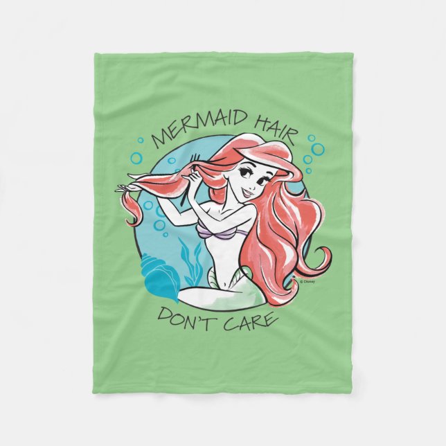 Ariel "Mermaid Hair Don't Care" Fleece Blanket (Front)