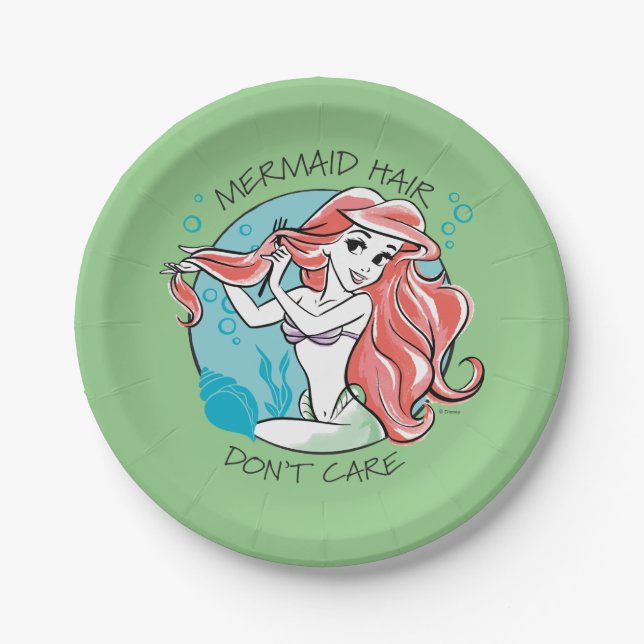 Ariel "Mermaid Hair Don't Care" Paper Plates (Front)
