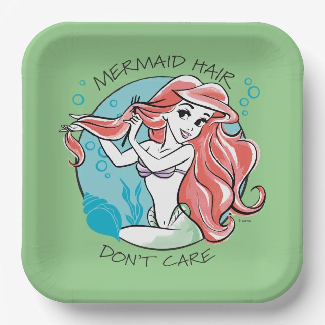 Ariel "Mermaid Hair Don't Care" Paper Plates (Front)