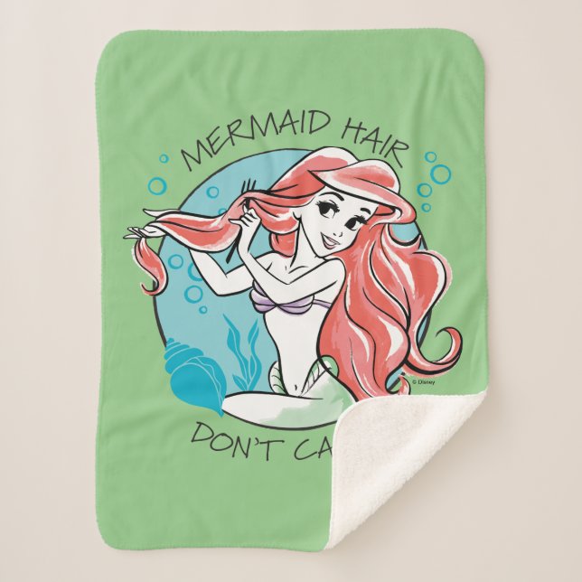 Ariel "Mermaid Hair Don't Care" Sherpa Blanket (Front)