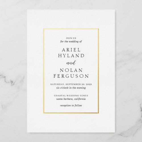 Ariel Minimal Modern Wedding Foil Invitation