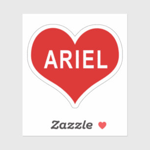 ARIEL NAME Red Love Heart Vinyl Sticker
