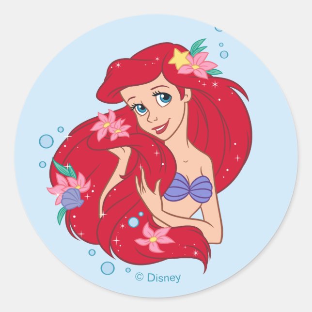 Ariel Ocean Beauty Bloom Classic Round Sticker (Front)