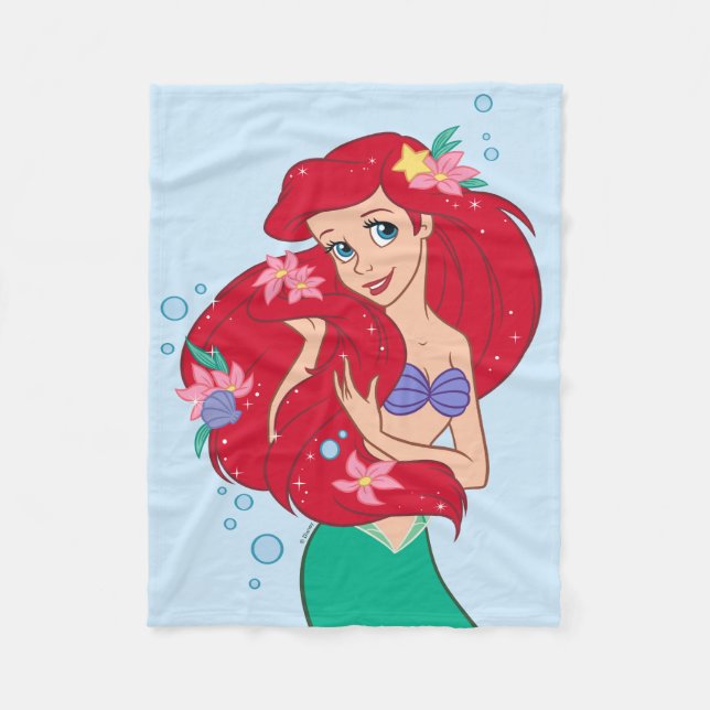 Ariel Ocean Beauty Bloom Fleece Blanket (Front)