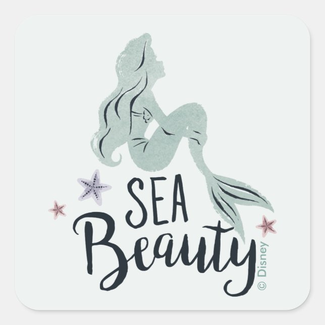 Ariel Silhouette "Sea Beauty" Square Sticker (Front)