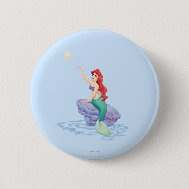 Ariel Sitting on Rock Button (Front)