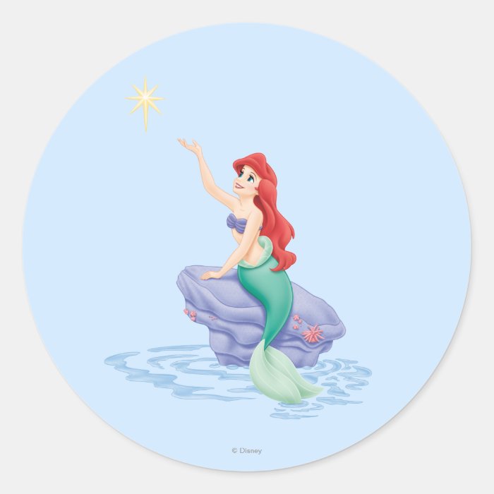 Ariel Sitting on Rock Round Sticker