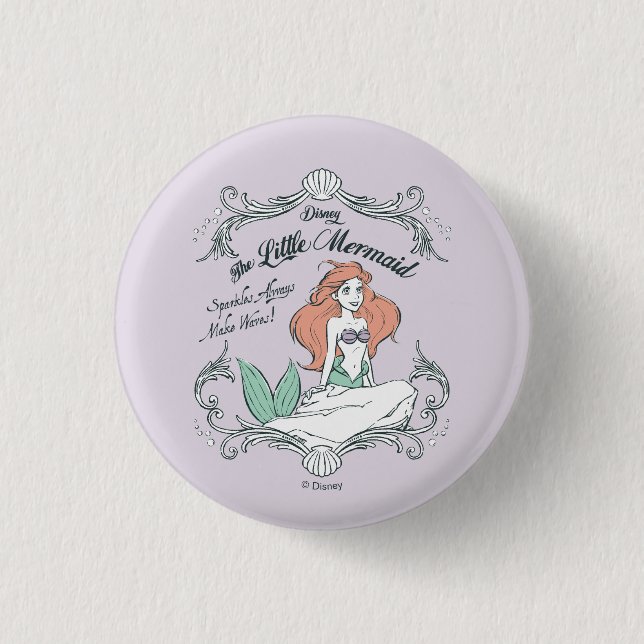 Ariel | Sparkles Always Make Waves Button (Front)